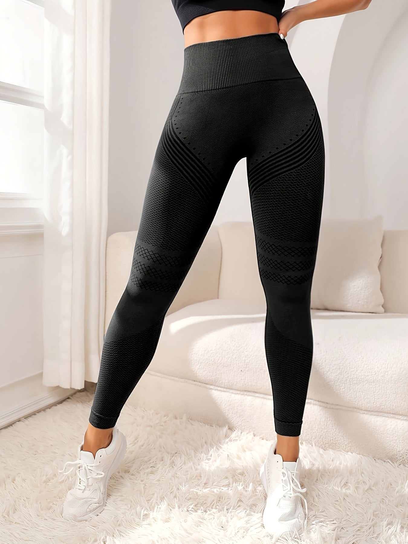 Women's Plus Size High-Waist Yoga Leggings - Seamless, Breathable & Butt-Lifting Activewear Pants