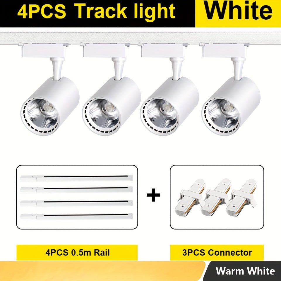 4pcs Track Light AC175-265V Set LED Track Lighting Rail Lamp LED Spot 12W 20W 30W 40W Store Home Lights