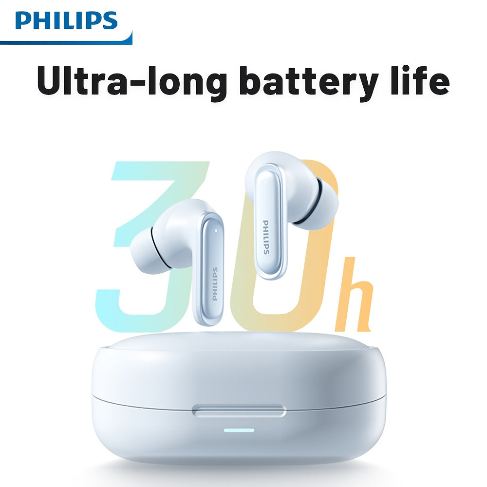 2025 for Philips Wireless Noise Canceling Headphones with 400mAh Battery, Double-Click Left Ear to Switch Mode, Lightweight & Portable, USB-C Charging, Condenser Microphone, Semi-Open Back Design, Ideal Gift for Gamers & Mus