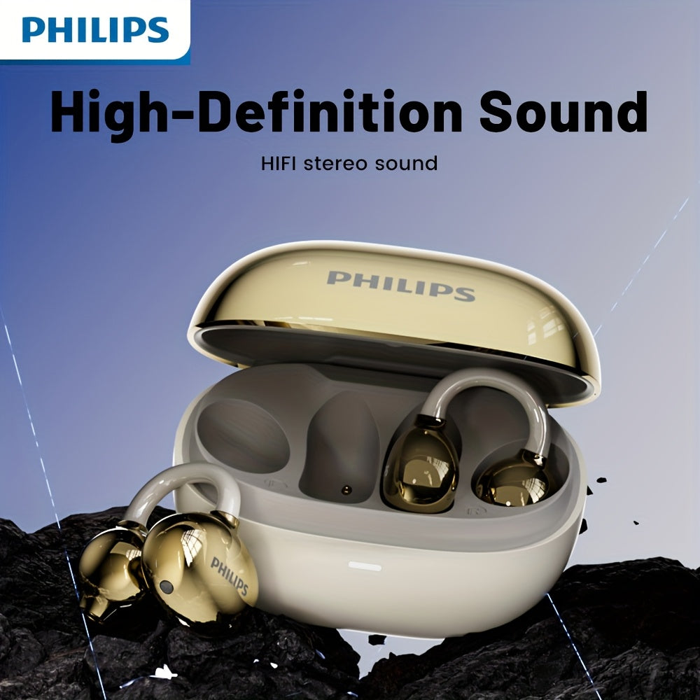 For Philips Wireless Earbuds with Touch Control, Open-Back Design, High-Definition Sound, and Noise Cancellation for Calls - Plastic Earphones with Condenser Mic, TWS Sports Headphones for Cellphones TAT3469, USB-C Charging,