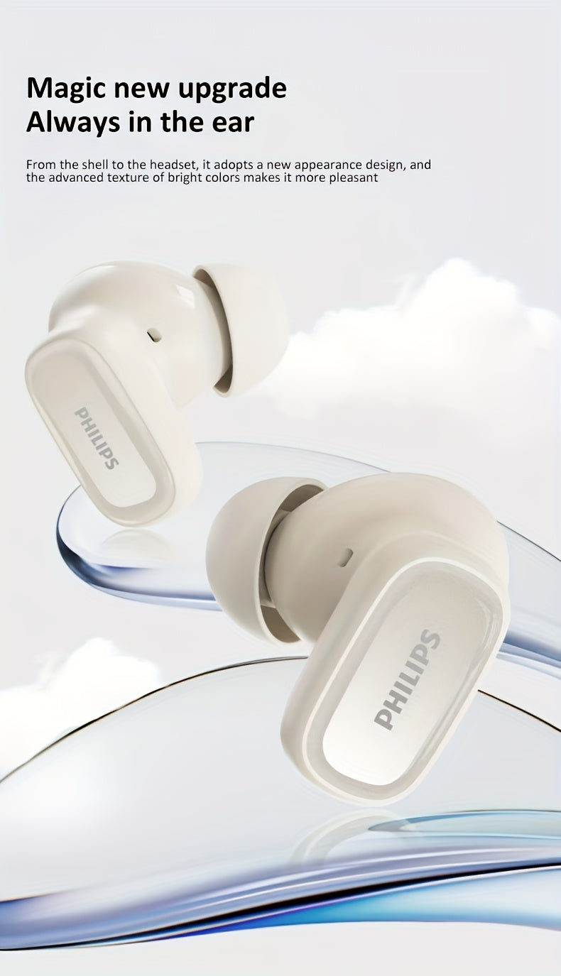 For Philips Active Noise-Cancelling Wireless Headphones with Single-Click Left Ear Adjustment, Dual HD Microphones, Sport-Style In-Ear Design, USB-C Charging, 10W Max Output, 5W Min Output, 36V Safe Voltage, Compatible with f