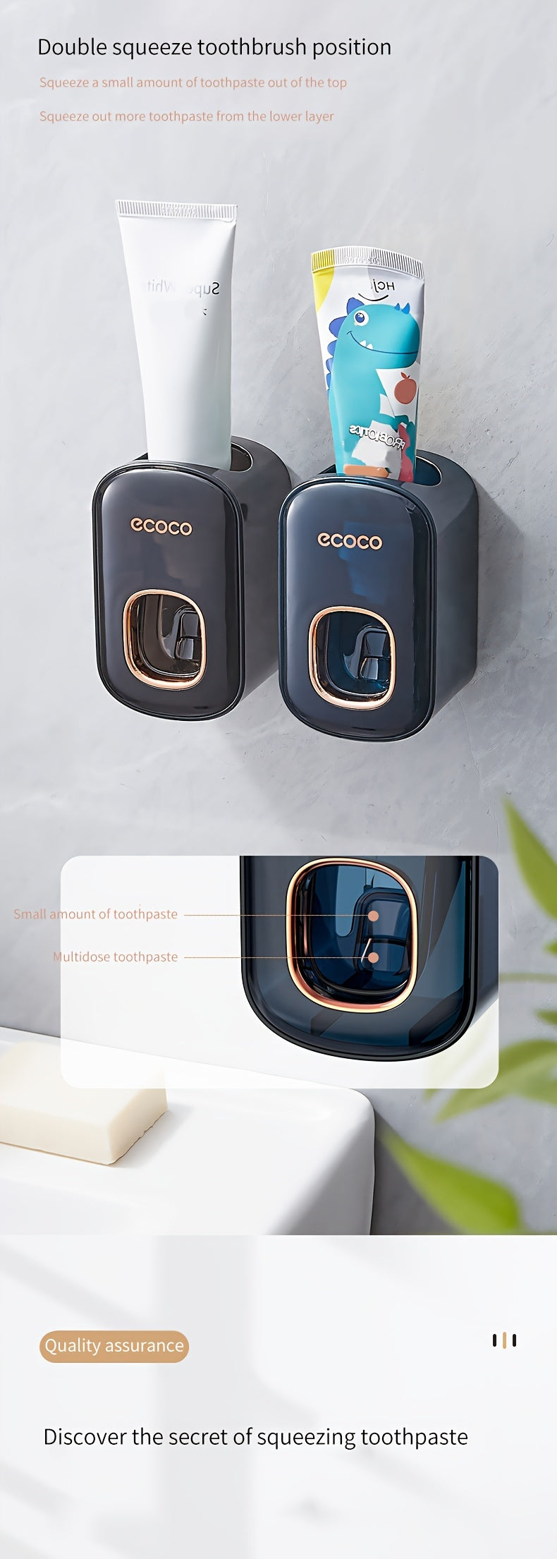 Elegant Wall-Mounted Automatic Toothpaste Dispenser - No Electricity Required