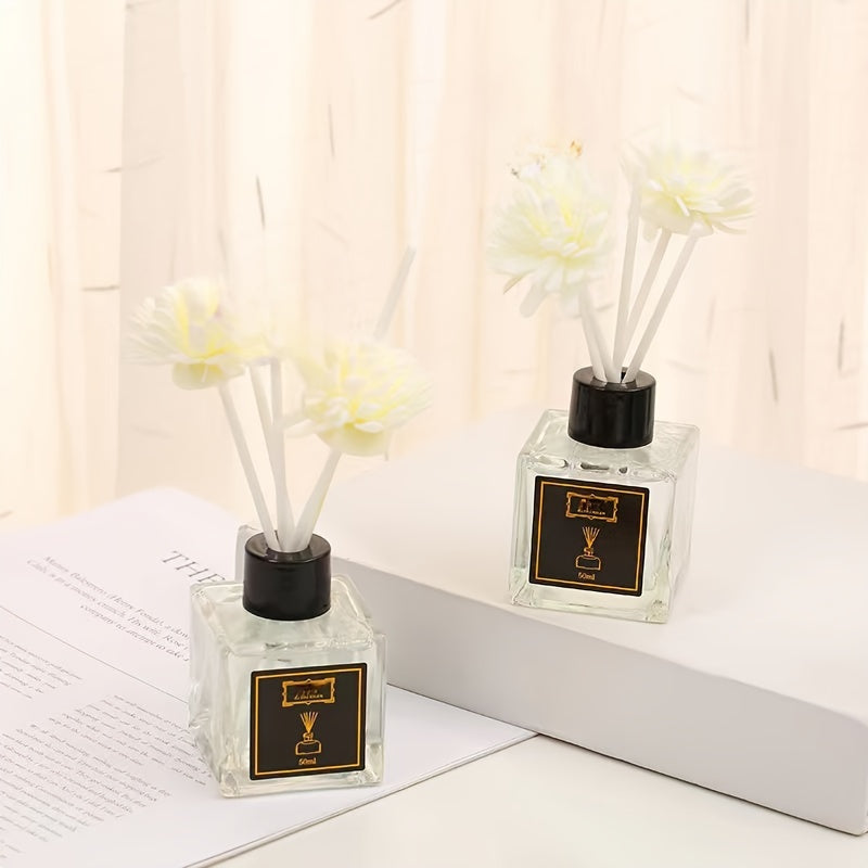 Flameless Reed Diffuser Set - 50ml Essential Oil Fragrance with Dried Flowers, Perfect for All Seasons - Ideal for Bedroom, Living Room & Hotel Decor