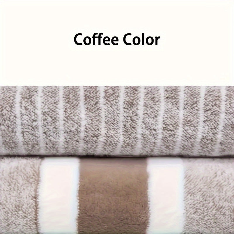 8pcs Striped Coral Velvet Towels Set, Household Hand Towels, Bath Towels, Soft Absorbent Quick-Drying Towels, Bathroom Accessories, Holiday Gifts (Bath Towel*2 + Hand Towel*2 + Washcloth*4)