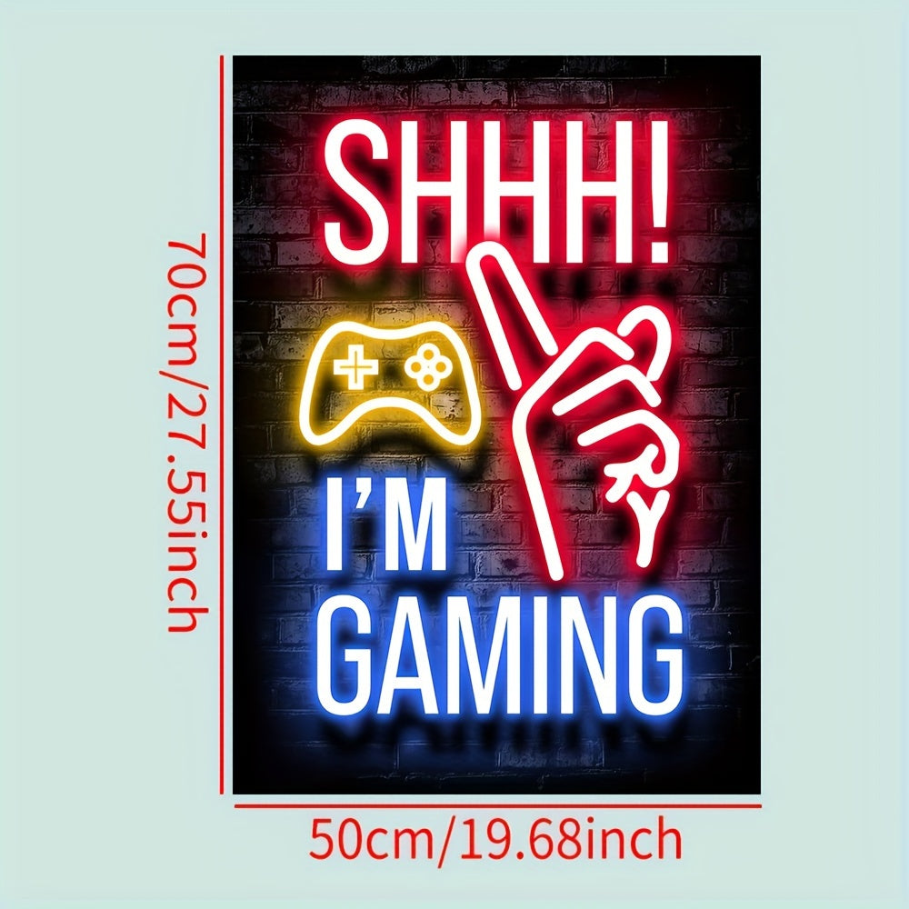 1pc Neon Game Poster - Vibrant Canvas Painting for Electronic Sports Room, Game Hall, and Boys' Bedroom - Perfect Wall Decor for Gamers