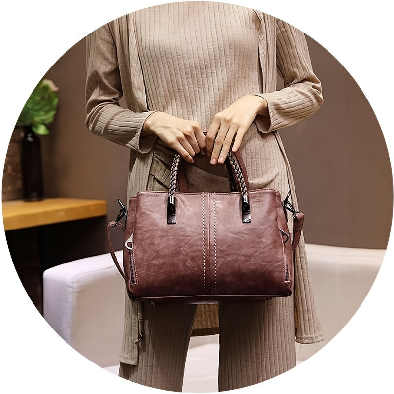 Big Bag 2025 Four Seasons Versatile Handbag Fashion Office Bag Texture Soft Boston Single Shoulder Crossover Large Capacity Women's Bag