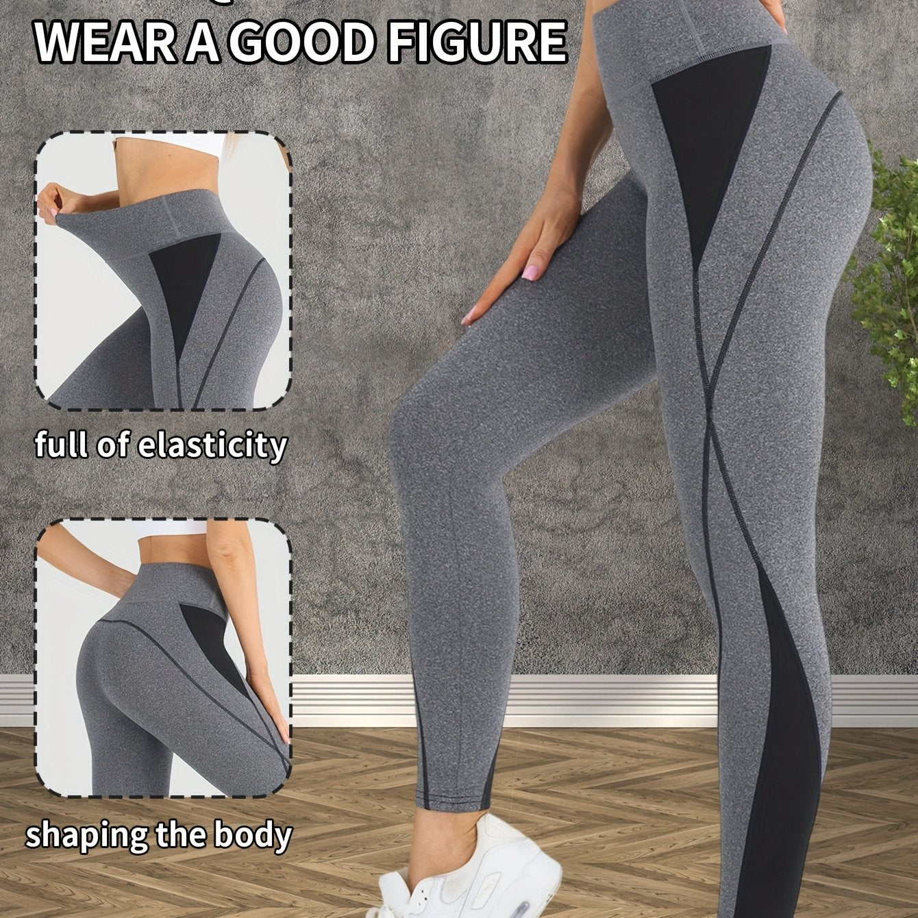 Women's High-Waisted Yoga Leggings - Butt-Lifting Tummy Control Workout Pants with Full Elasticity, Sweat Absorbent Breathable Fabric, Contrast Color Design for Gym Running Yoga & Casual Wear, Yoga Pants, Shapewear Included,