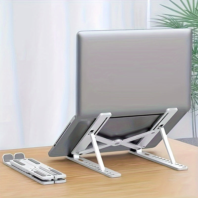 Foldable Adjustable Desktop Computer Cooling Stand - 54.61cm x 71.12cm White/Black, Adjustable Length for Laptop, Phone, Books, Ergonomic Design, Non-Slip Rubber Pads, Portable & Lightweight, Reduces Space Occupancy, Perfect