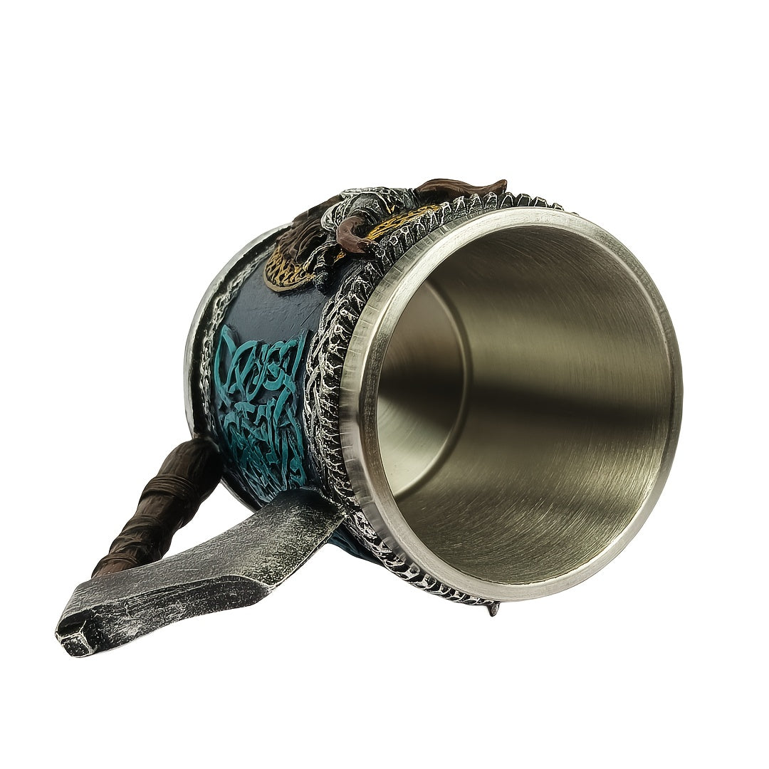1pc Viking Axe Design 15.2oz Stainless Steel Beer Mug - Insulated, Reusable, Hand Wash Only - Multipurpose Coffee Cup for Christmas, Halloween, Easter, Hanukkah, Father'S Day Gift