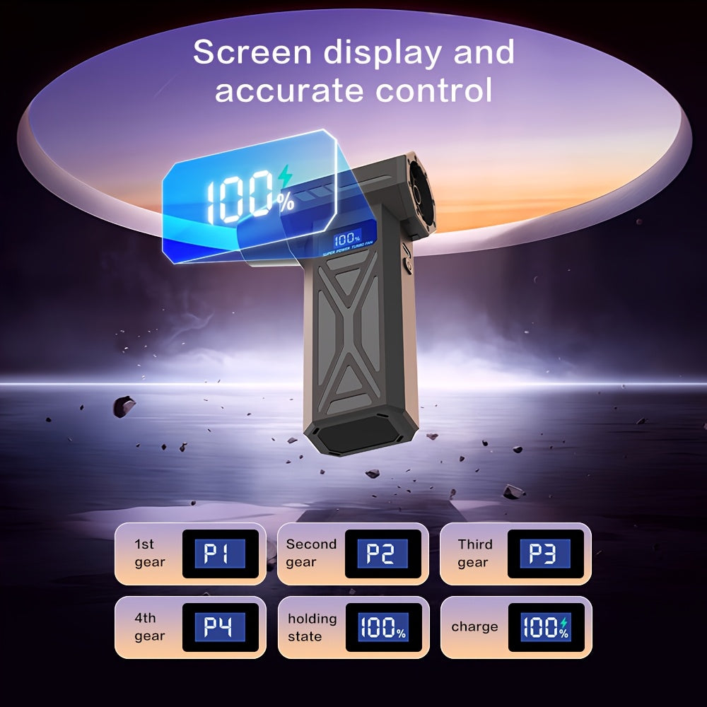 130000RPM Violent Turbofan, Intelligent Display Screen with 4-speed Adjustable, Includes 5 Nozzles, High-capacity Battery, The Best Holiday Gift for Portable Air Blowers Suitable for Computers, Keyboards, Outdoor and Car Clea