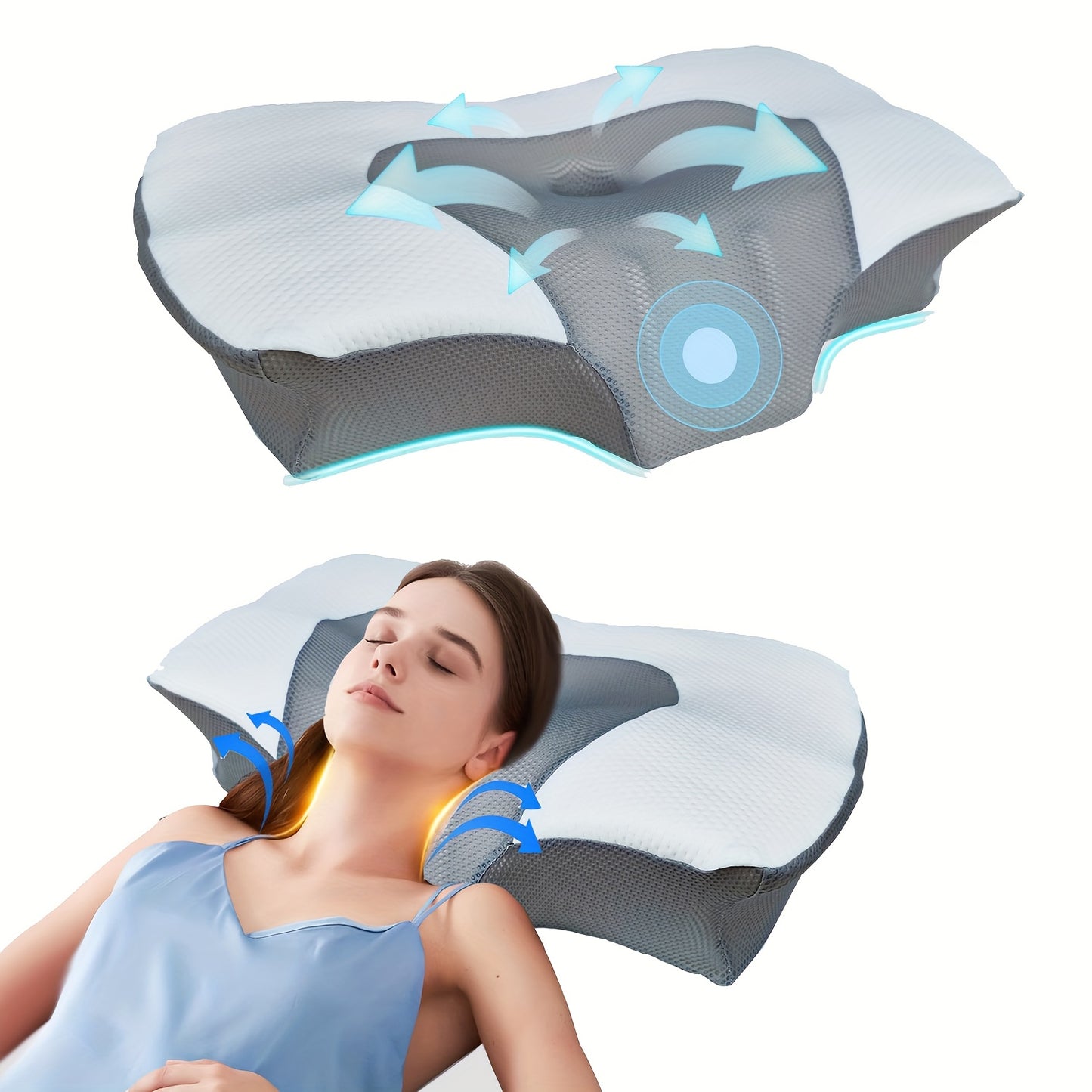 Double-Sided Anti-Snoring Pillow, Memory Foam Cushion with Two Height Options for Perfect Neck and Head Support – Breathable Cooling Sleep Aid, Stylish Soft Pad. Ideal Christmas Gift or Valentine's Day Holiday Present
