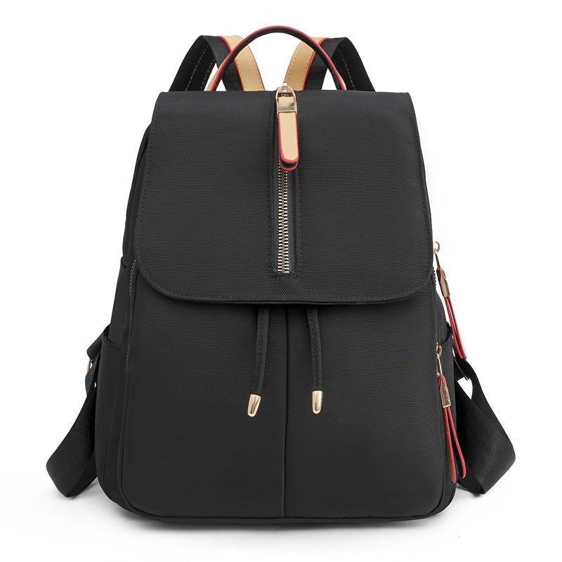 Stylish Women's Nylon Backpack - Trendy Korean Fashion Schoolbag with Multiple Compartments, Adjustable Straps & Zipper Closure in Black, Peacock Blue, Royal Blue, Lavender, or Light Purple, Versatile Carryall | Trendy School