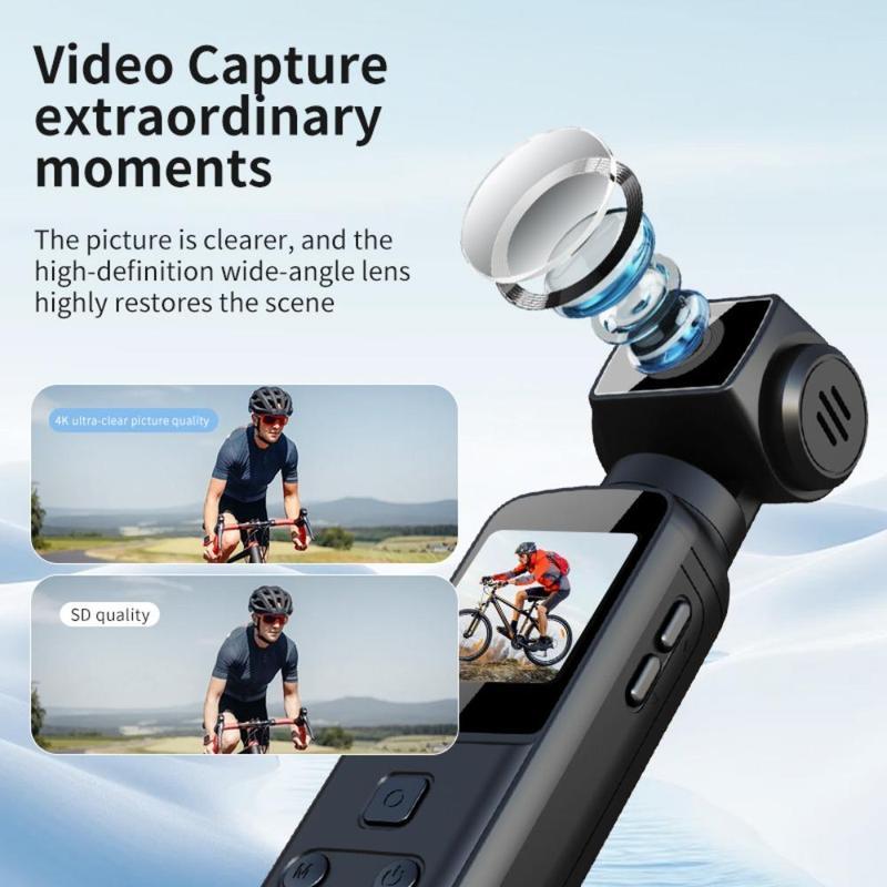 1pc 5K Vlog Camera with 3-Axis Gimbal & Magnetic Mount | 270° FOV + 3.38cm CMOS for American Style Beauty | Pocket-Sized | USB-C Fast Charge | Ultimate Travel/ Back to School Vlogging Kit (Easter Gifts Ready)
