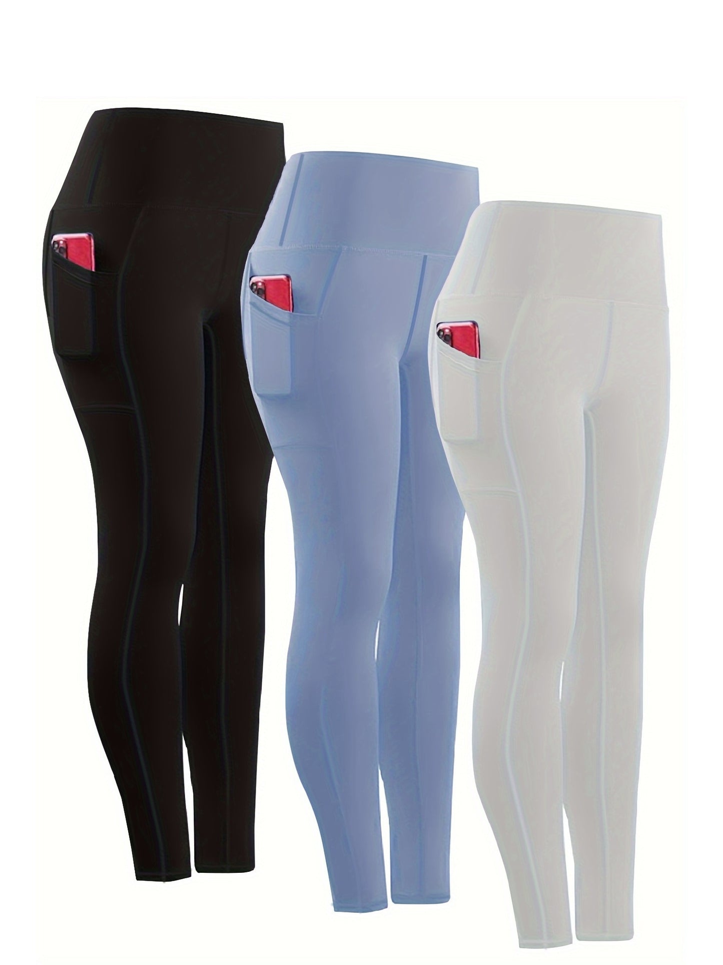 Three-piece Set, Sports Yoga Pants for Women, High Waist, Tight, Quick-Drying, Compression Pants, High Elasticity, Running Outerwear, Long Trousers, Bottoming Pants