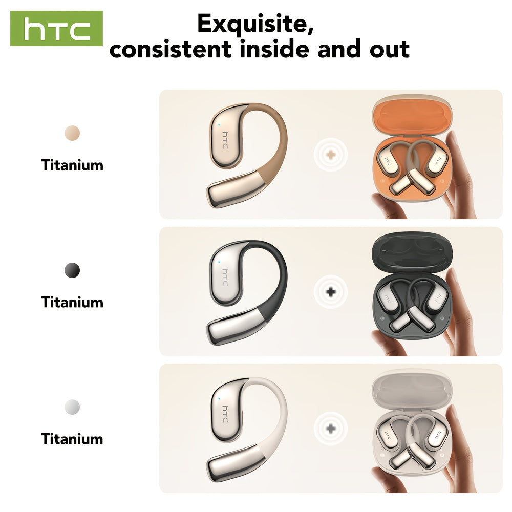 1pc HTC NE39 AI Translator Headset with Real-Time Translation in 131+ Languages, Wireless 6.0, Long-Lasting Battery, Touch Control, Gaming Mode, Compatible with PC/Phone/Tablet - Lightweight AI Translation Earbuds for Travel,