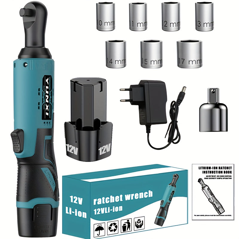 Wireless portable ratchet wrench set, variable speed trigger, electric ratchet wrench, rechargeable car repair tool, suitable for car repair and DIY work, electric ratchet wrench, Vehicle Servicing, Mechanical Work, Ergonomic