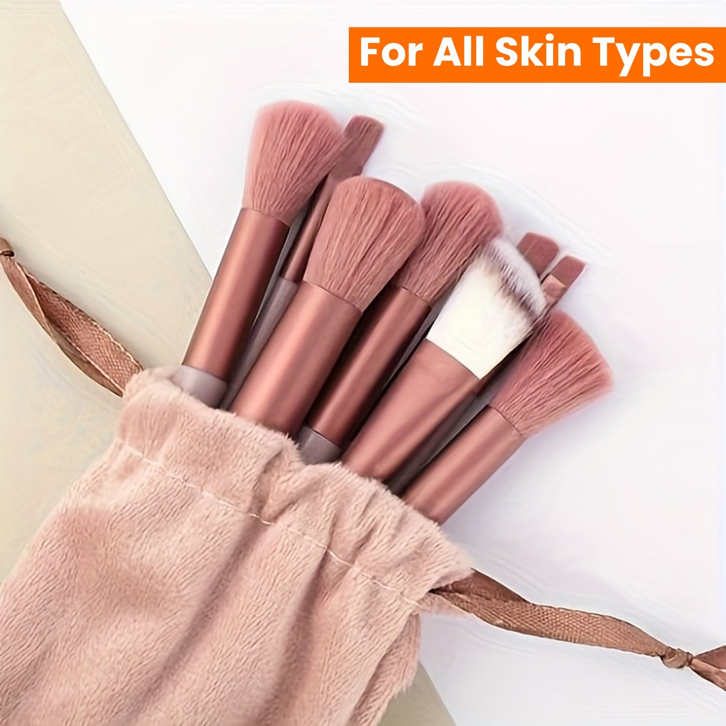 Luxurious 13pcs Makeup Brush Set With Soft Synthetic Bristles - Includes Travel Pouch, Fragrance-Free For All Skin Types