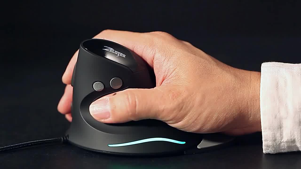 Rato vertical com fios, design ergonómico, 6 botões, compatível com PC/Mac/portátil, rato vertical USB com fios, rato para jogos e e-sports, ZELOTES T-30