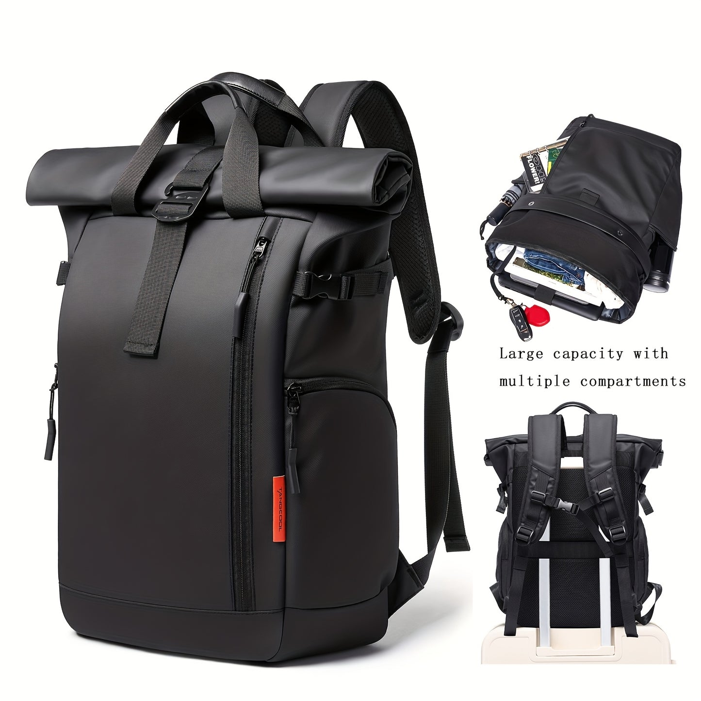 Business backpack Men's fashion laptop backpack student bag large-capacity travel bag Oxford cloth backpack commuting outdoor travel bag light pockets can accommodate 15.6-inch notebook, 7.9-inch iPad.