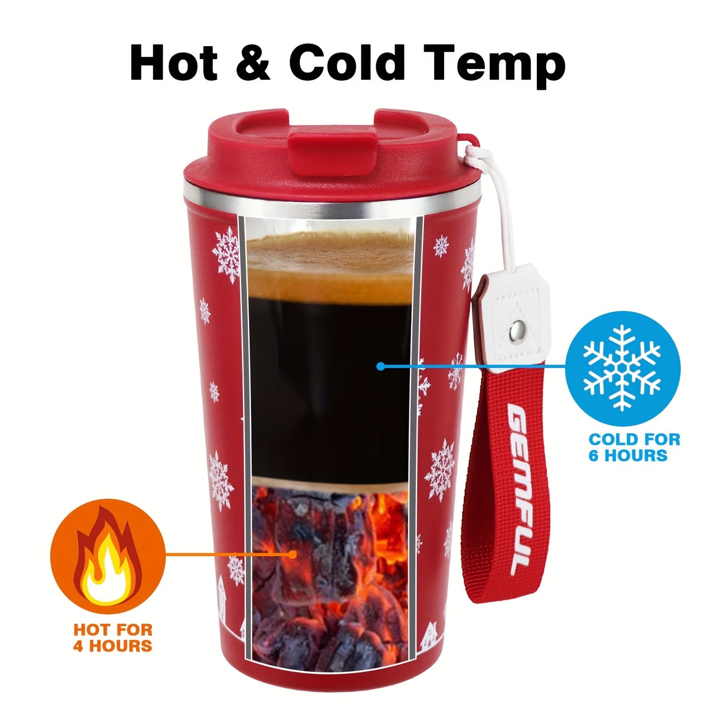 Glekglek 510ml Insulated Travel Mug with Paw Print & Heart Design - Double Wall, Spill Prevention, Dishwasher Safe, Portable Coffee Cup for Valentine'S Day, Thanksgiving, Christmas, Father'S Day, Teachers' Day, Festive Drinkw