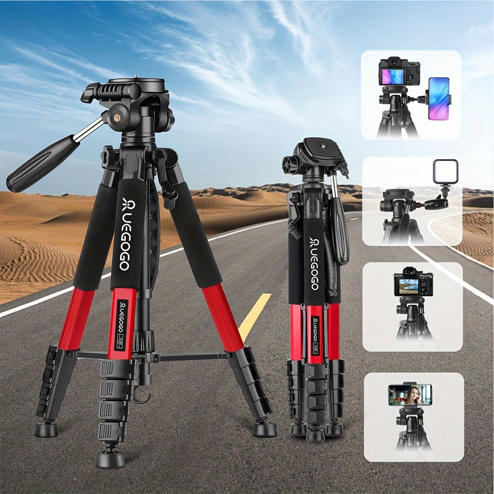 Aluminum Professional 187.96 cm Tripod with 360° Ball Head, Panoramic Shooting, Adjustable Height, Camera Tripod with Carrying Bag for Camera/Ring Light/Projector/Mobile Phone/DSLR