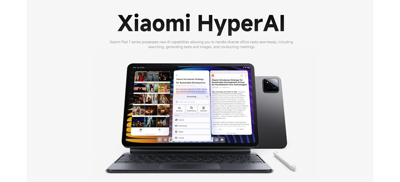Xiaomi Pad 7 Tablet, 11.2 Inches, 8GB+128GB, 3.2K 144 Hz Display, Snapdragon 7+ Gen 3, 8850 mAh Battery, HyperAI, Grey