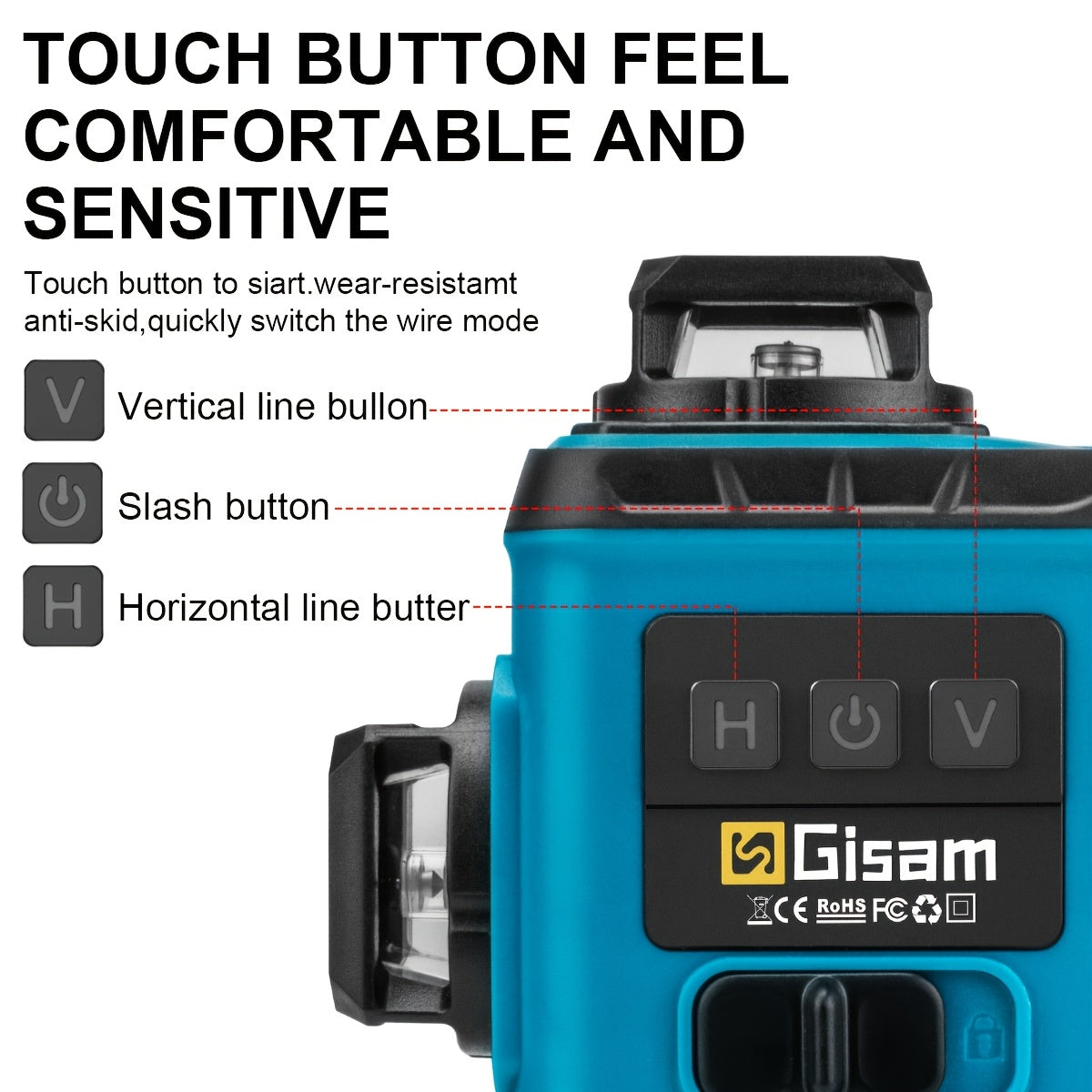 Gisam Multifunctional 16 Lines 4D Green Laser Level with Tripod & App Control, 360° Self-Leveling Horizontal & Vertical Cross Lines, USB & Battery Powered, Includes Carrying Case, Super-Powerful Beam, Portable Design for Ind