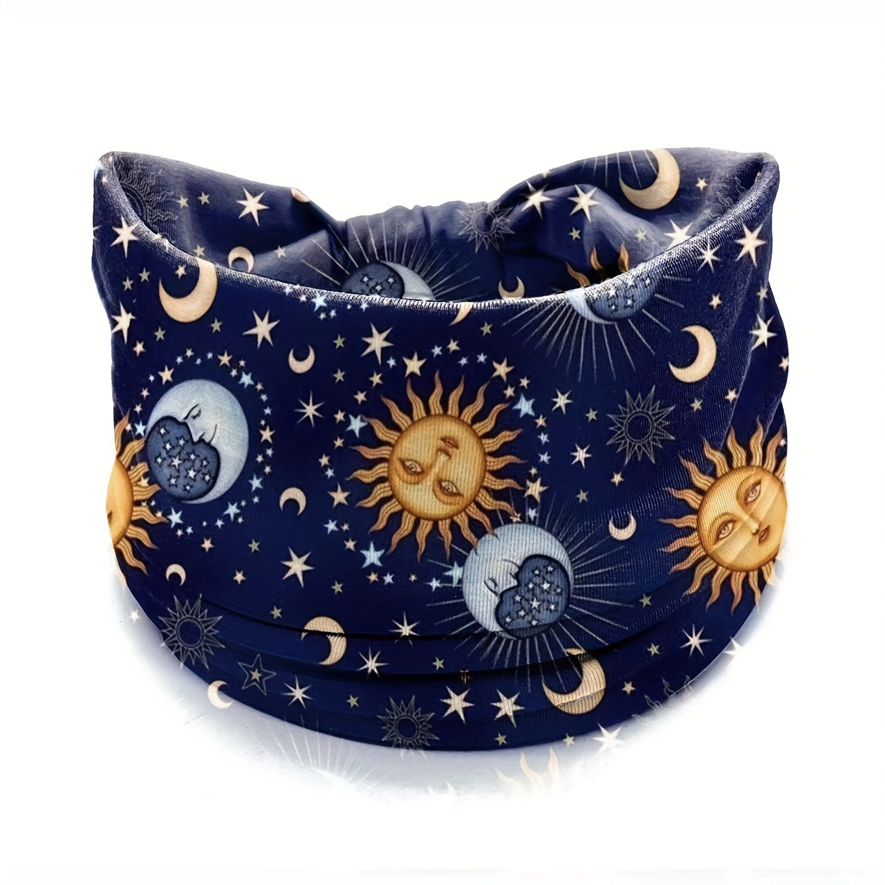 Boho Headband Sun Moon Printed Hair Band Wide Stretchy Sweatband For Yoga Running Headdress For Women