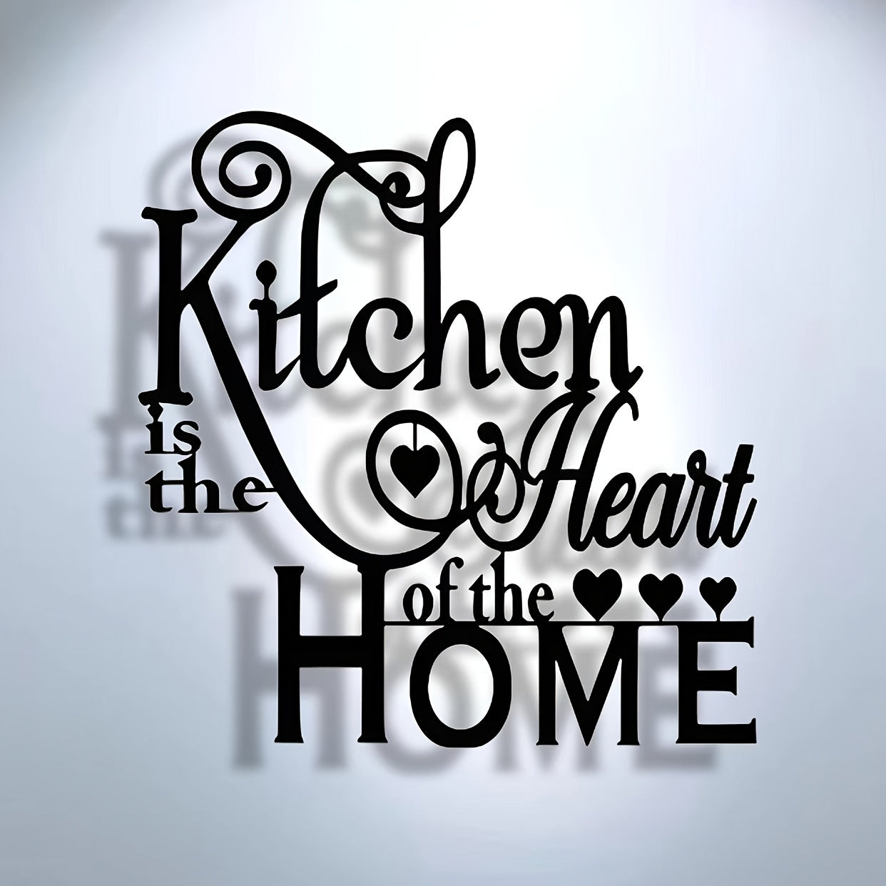 2D Flat, 1pc "Kitchen is the Heart of the Home" Metal Wall Decor - Elegant Script Kitchen Sign with Heart Accents - Durable Metal Art Plaque for Home, Cafe, Restaurant, Bar - Warming Gift for Cooks and Home Decorators, Cafe
