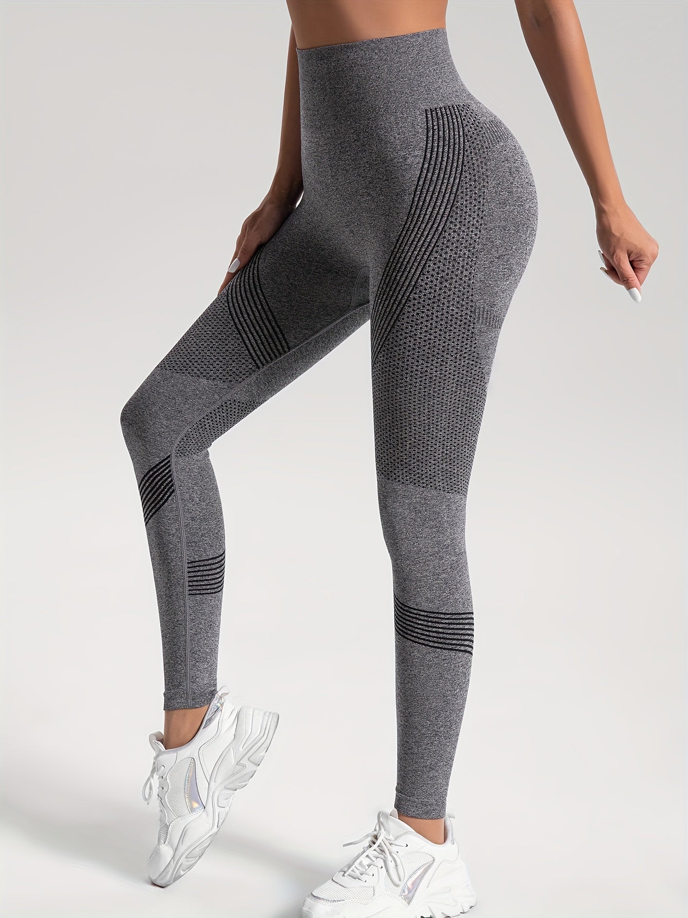 Seamless Knit Tight High Stretch Long Pants, Sports Yoga Fitness Running Trousers, Women's Leggings