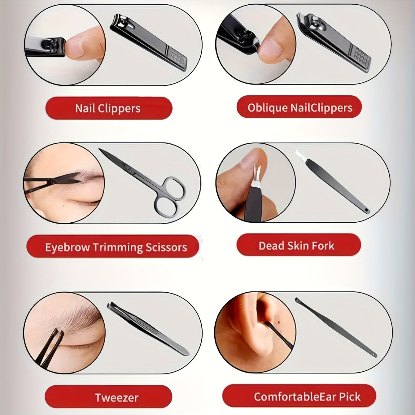 Manicure Set Nail Clipper Set Built-in Nail File Men's And Women's Personal Care Portable Travel Household 7-Piece Set Black Nail Scissors Grooming Tools Kit