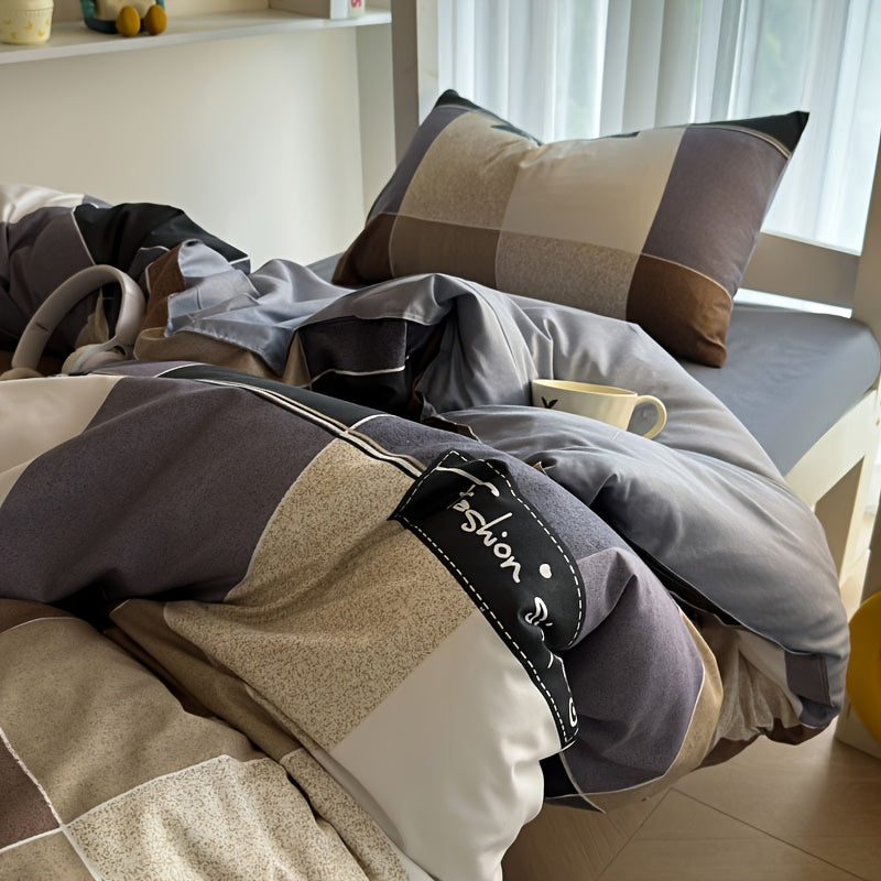 Conjunto de quatro peças: capa de edredão, lençol e fronha. Macio e confortável, com design de dupla face AB, toque fresco e agradável. Lavável à máquina, suave para a pele. Ideal para quartos e dormitórios.