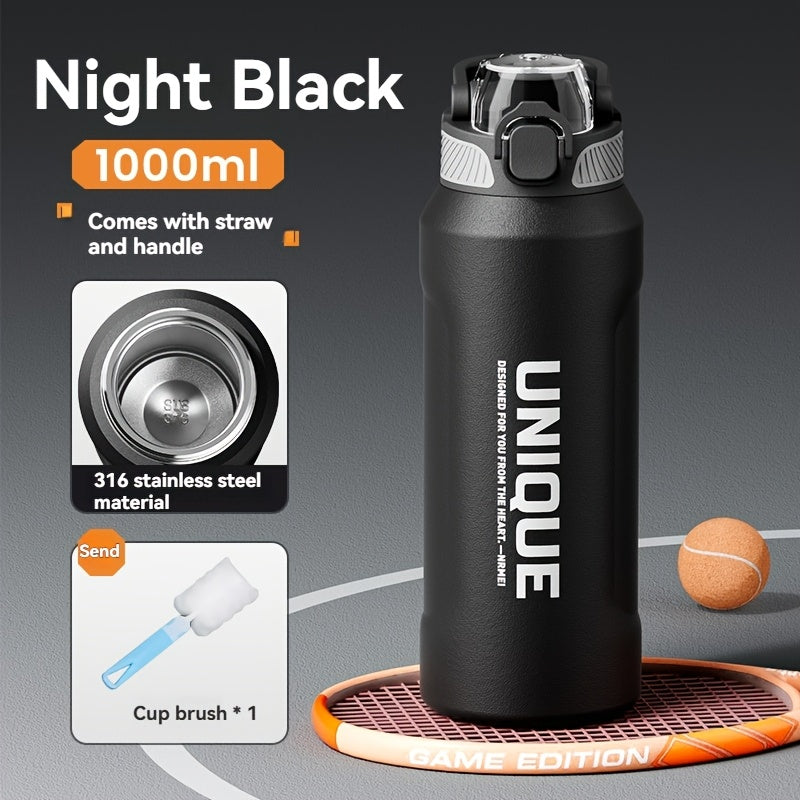 32oz Stainless Steel Pop-Up Water Bottle nRMEi - 316 Stainless steel, BPA-Free, 4-season hot/cold water retention, large capacity for outdoor activities, travel, daily use, insulated water bottle, Sleek M