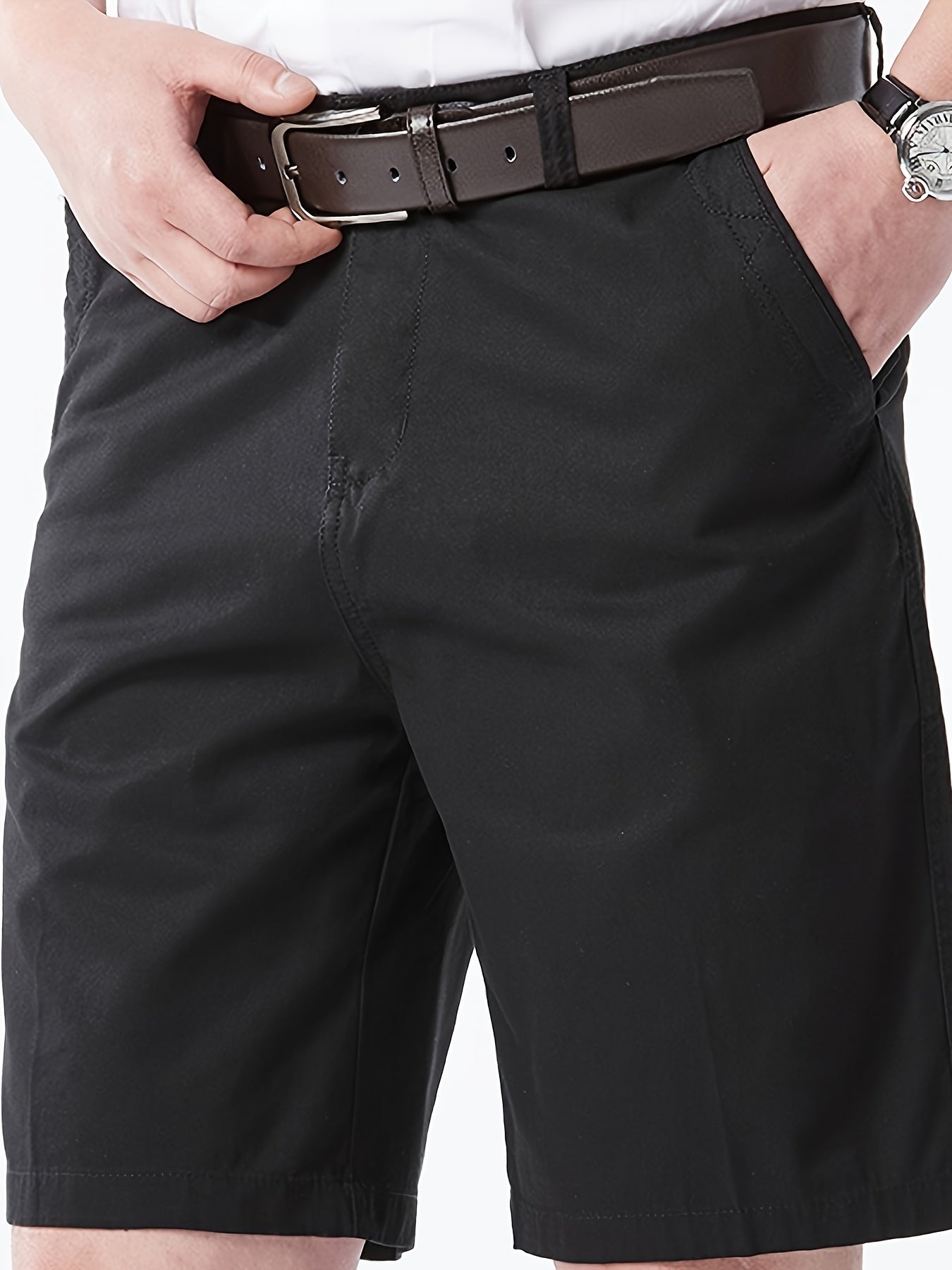 Men'S Cargo Shorts - Olive Green Non-Stretch Work Pants with Multiple Utility Pockets, Straight-Leg Mid-Thigh Length for Everyday & Professional Use - Durable Casual Outdoor Pants for Construction, Hiking, Travel - Non-Stretc