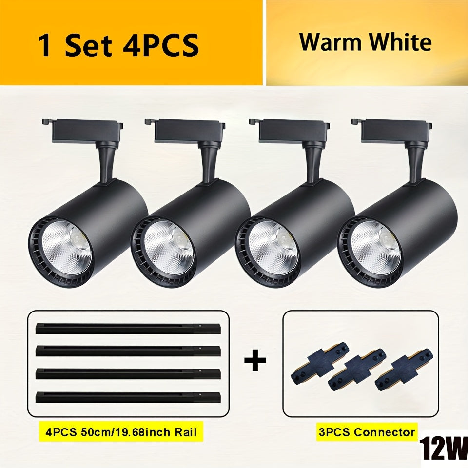 4pcs Track Light AC175-265V Set LED Track Lighting Rail Lamp LED Spot 12W 20W 30W 40W Store Home Lights