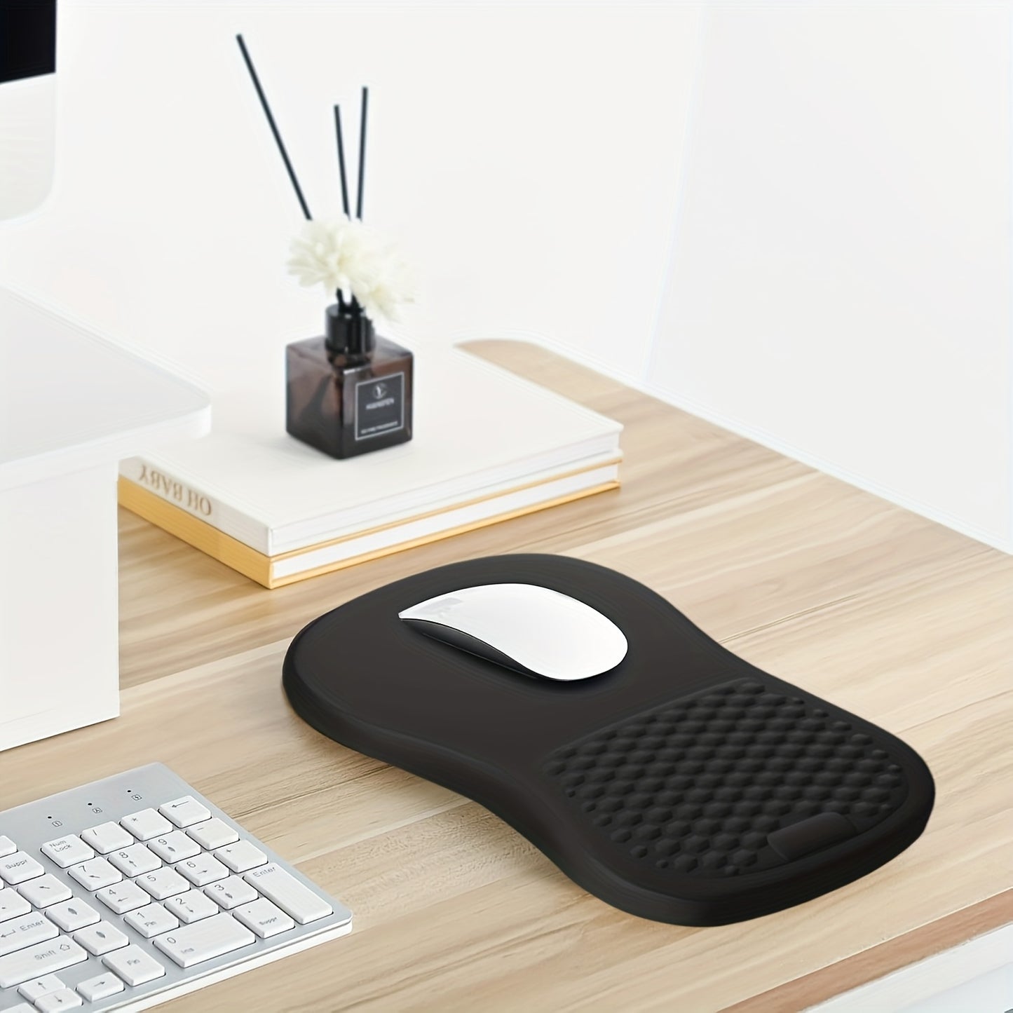 Ergonomic Memory Foam & Non-Slip Mouse Pad with Wrist Rest - Massage Design for Pain Relief, Comfortable Wrist & -Skid Base, Office/Gaming Desk for Computer, PC, Laptop, Remote Work - Accessory for Hand