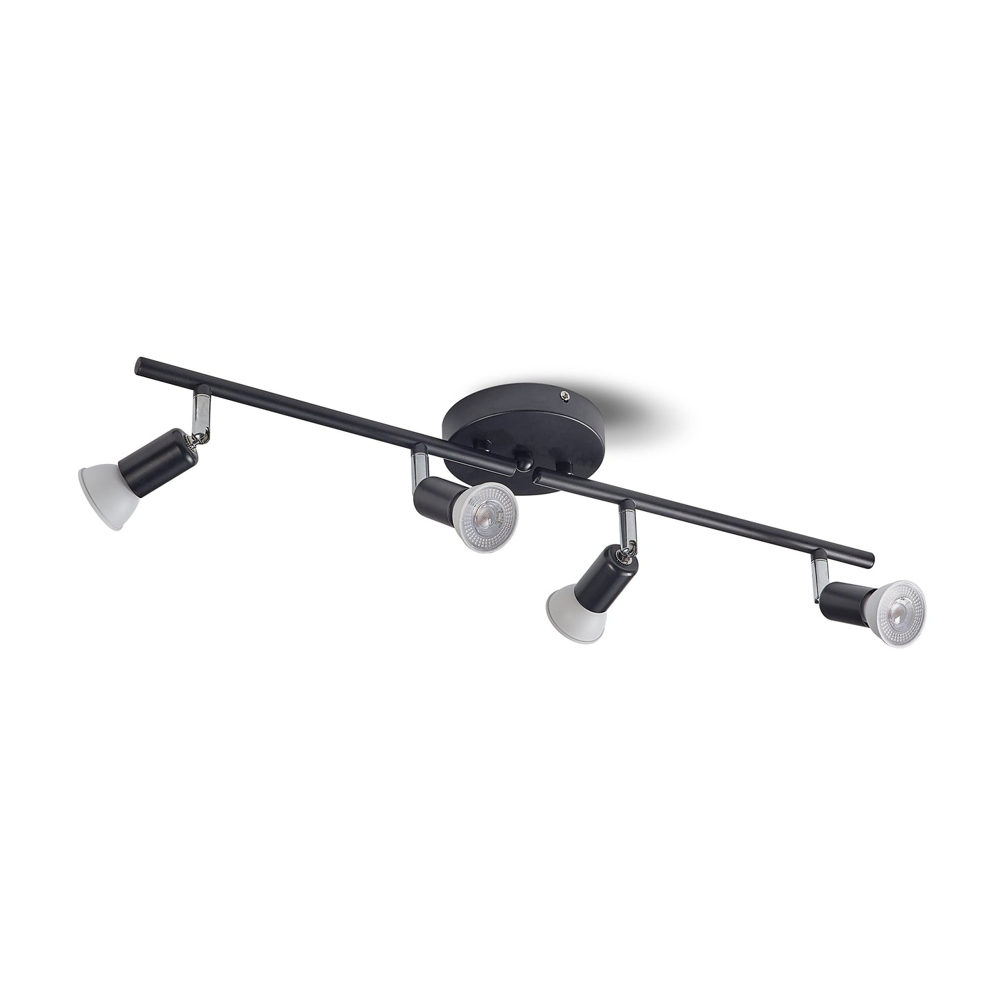 1pc Track Lighting Kit, Adjustable Track Arm 4 Head Foldable Ceiling Spot Light With GU10 Socket, Bulbs Included, Socket For Kitchen Bedroom Showroom Fixture Directional Accent Lamp, Black/ Nickel