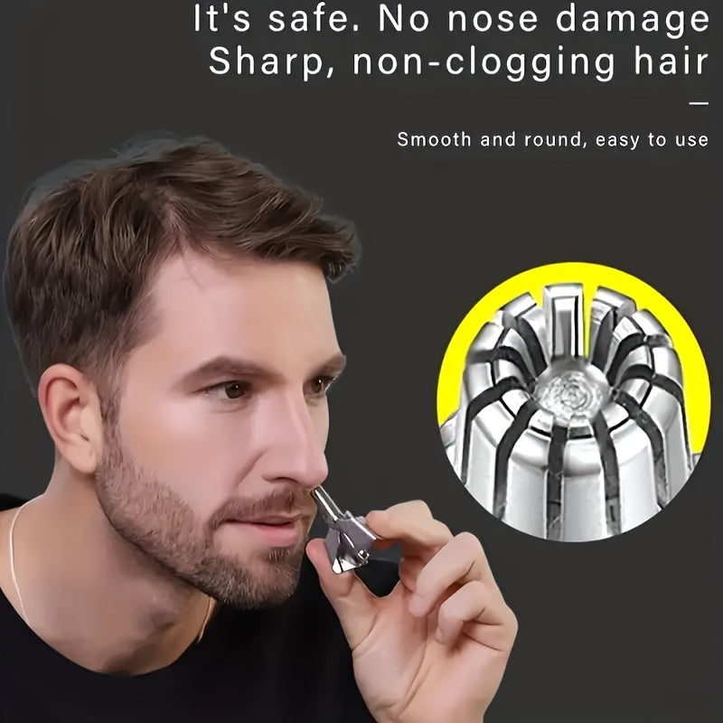 Stainless Steel Nose Hair Trimmer for Men & Women, Manual High-Quality Small Round Head,, Hypoallergenic Ear & Nose Hair Cutter, No Battery Needed, Washable