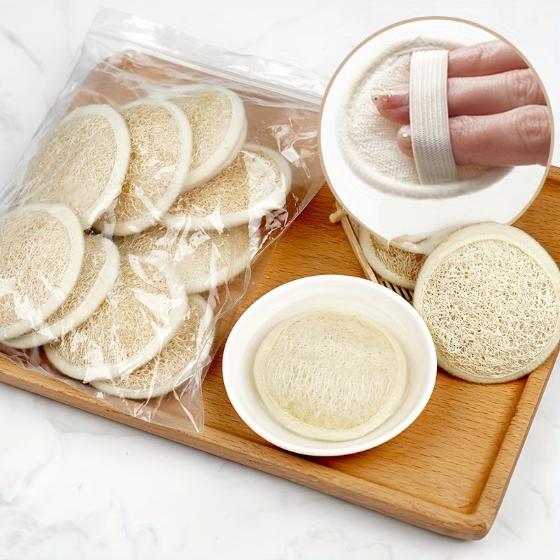 6pcs/10pcs/Bulk Buy Natural Loofah Facial Sponge - Deep Cleanse, Exfoliating Makeup Remover Cleansing Towel