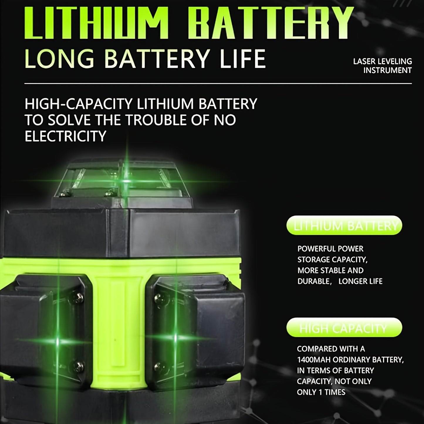 Lixada 4D 16 Lines Laser Level 3° Self-leveling Machine USB Rechargeable Lithium Battery Leveling Tool With Vertical Horizontal Tilt Lines