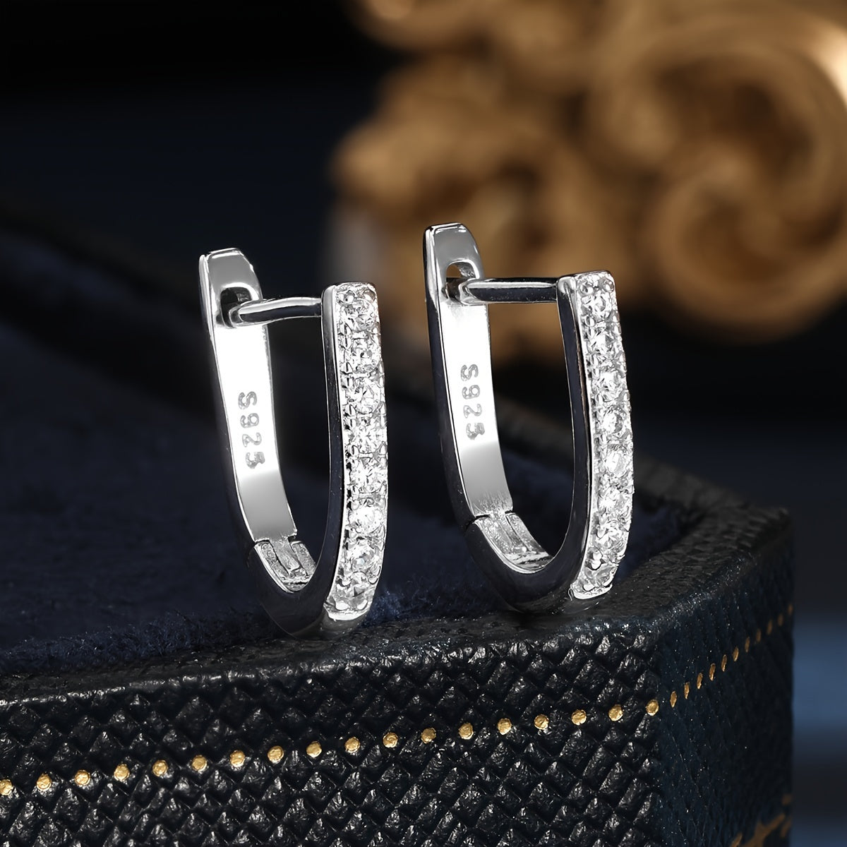 Sterling 925 Silver Jewelry Full Shiny zirconia Decor Hoop Earrings Elegant Minimalist Style Delicate Female Gift