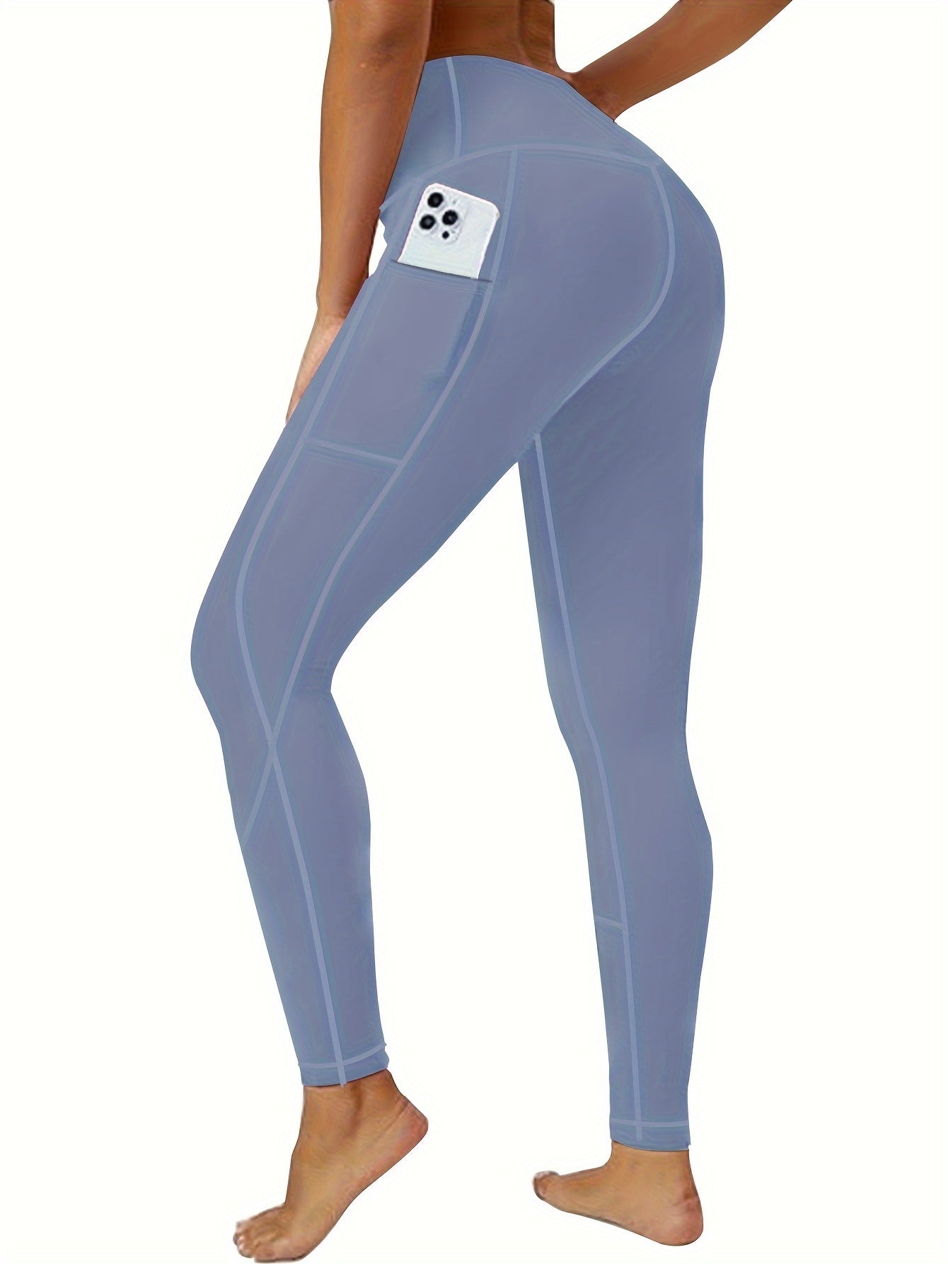 Women's Plus Size Slimming Yoga Leggings with Pockets - High Waist, Breathable & Stretchy Activewear for Running and Fitness