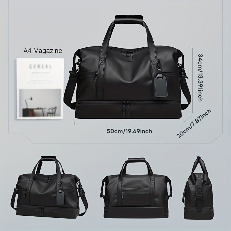 Large Capacity Heavy-Duty Gym Tote Duffel Bag with Shoe Compartment & Golden-Tone Hardware - Multi-Purpose Weekender Travel Bag for Men & Women, Sports, Outdoor, Business - Convertible Backpack/Duffel (Black)