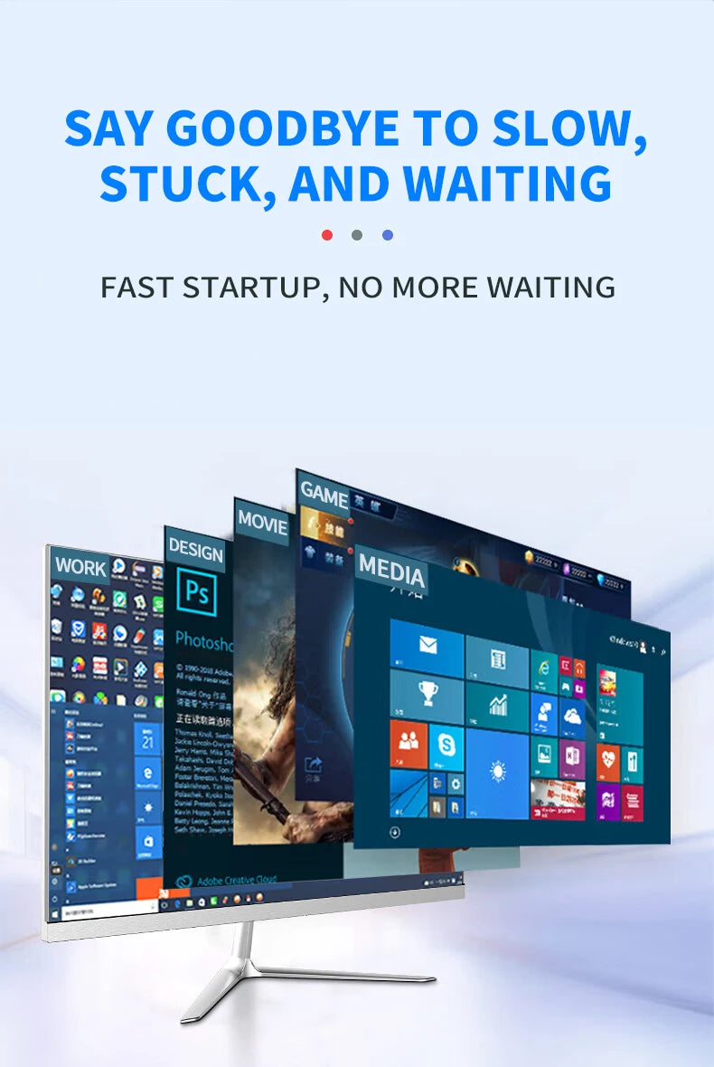 24"27''Inch Curved 8gb16gb32gb Ram 512 Gb Ssd Core I7 I5 I3 Processor All in One Desktop Computer All in One Pc for Supermarket