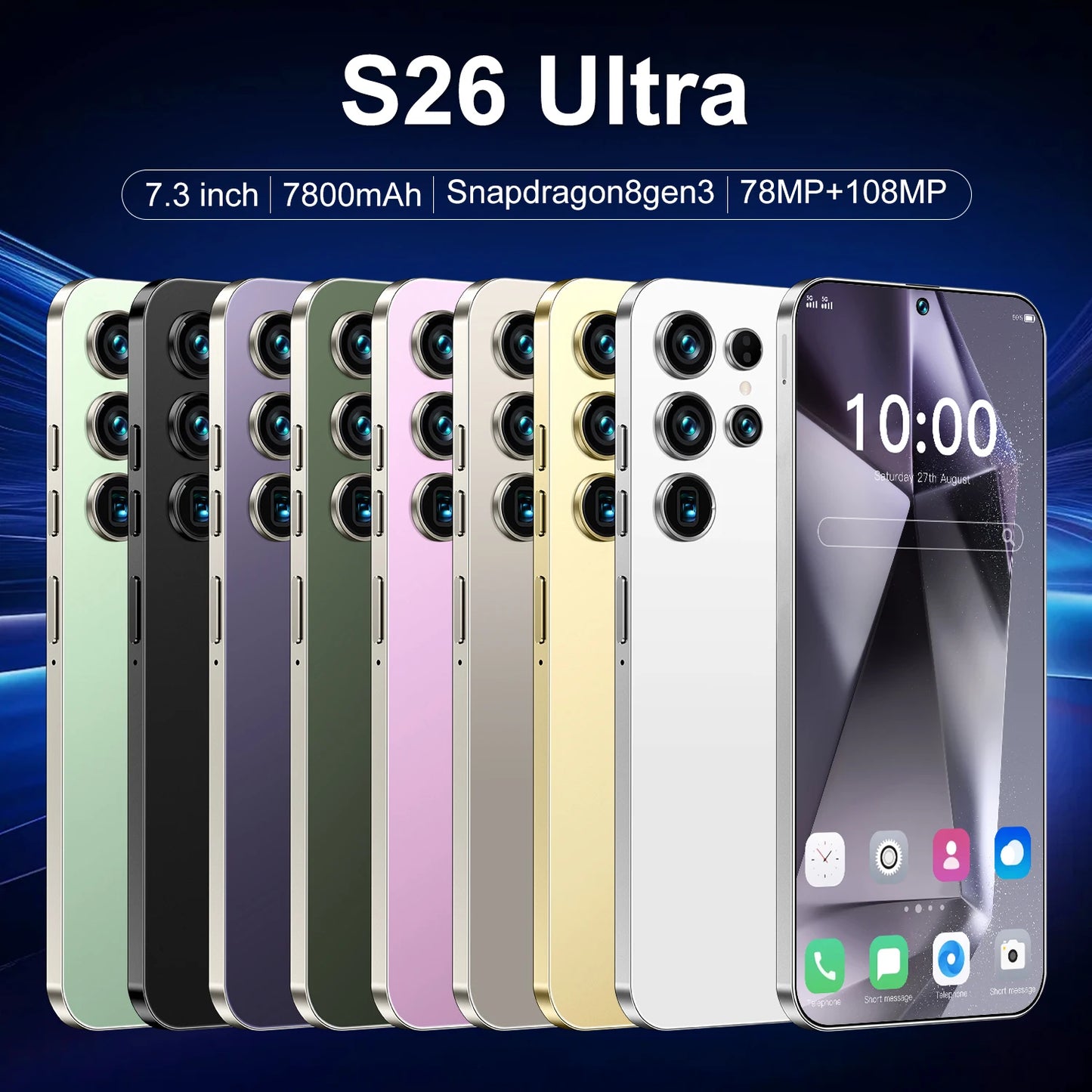 High Quality Original 5G Android S26 Ultra Smartphones 22GB+2TB Storage 7.3 Inch HD Screen Mobile Phone S25 Ultra