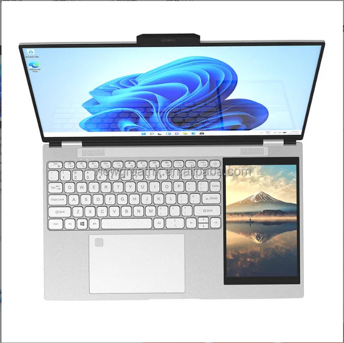 Factory Sale 15.6 inch +7 inch touchscreen laptops business office design dual-screen N100 computer laptops brand new