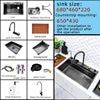 Popular 304 Stainless Steel Sink Kitchen 6846 Multifunction Large Rectangular Waterfall Sinks with Faucet