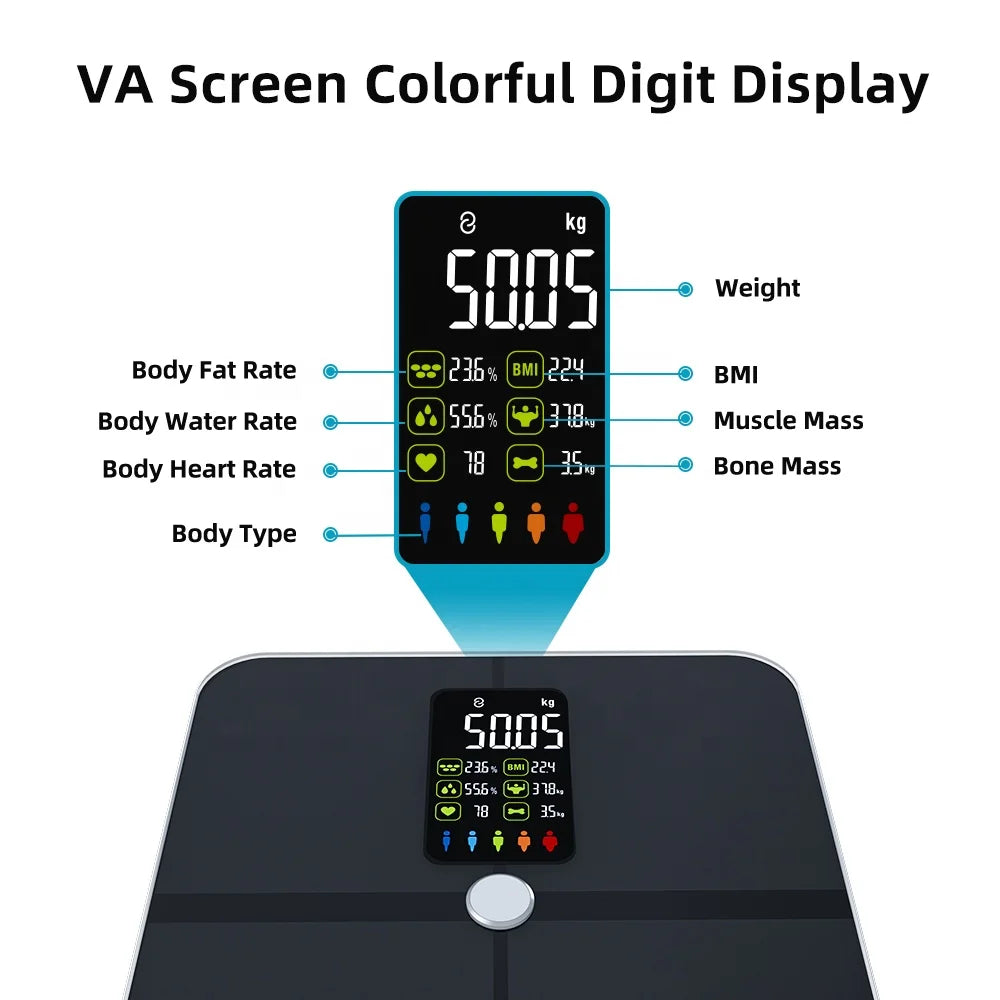 Welland Big VA Screen BMI Analyzer Electronic Smart Body Fat Weighing Scale