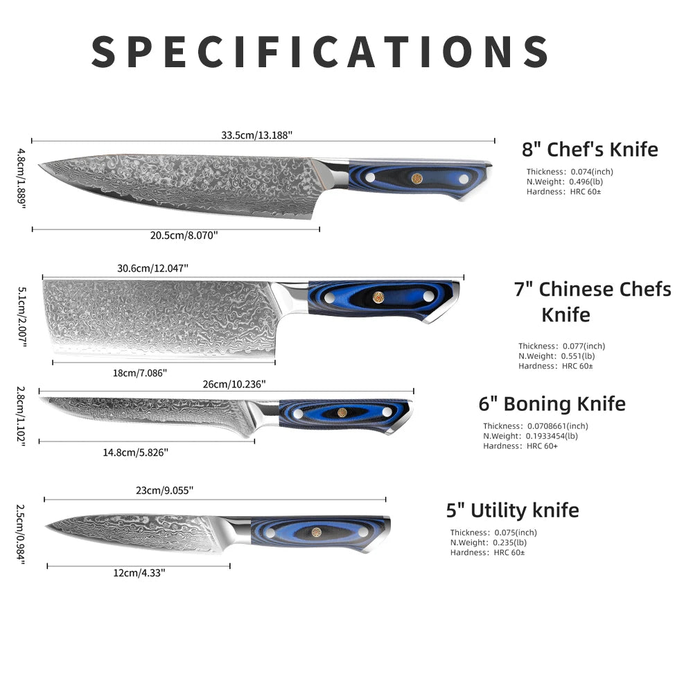 Yangjiang G10 Damascus Kitchen Knife Set Luxurious Wood Handle Vegetables Slicer Slicing Meat Nakiri Fruit Knives