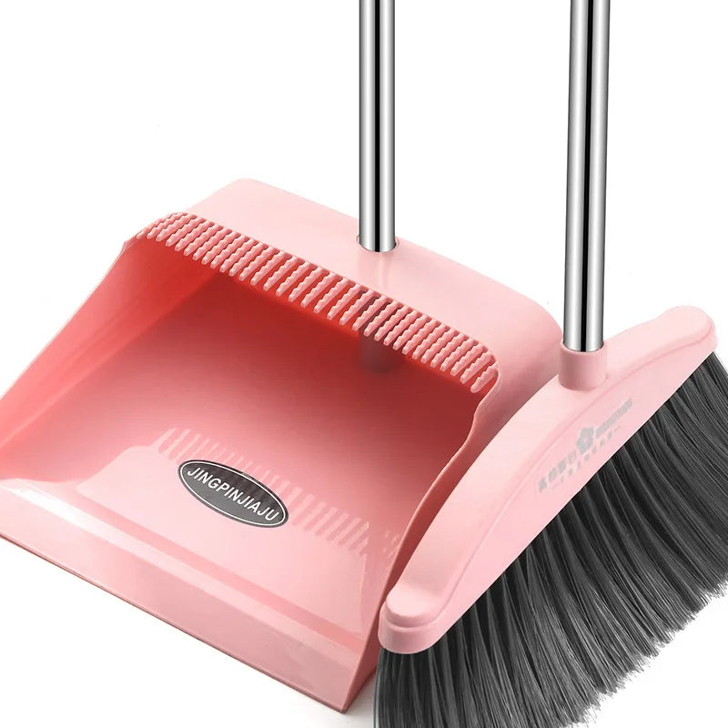 Stand up Broom and Dustpan for Home Use Foldable Long Handle 180 Degree Rotatable Broom Dustpan Combo Set